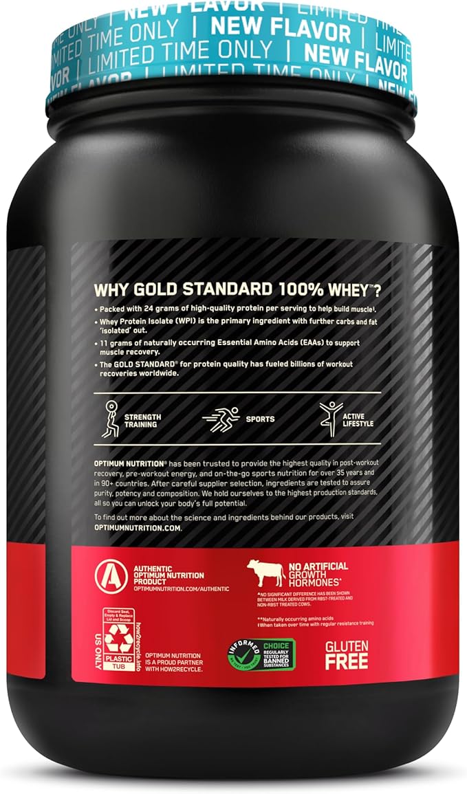 Optimum Nutrition New Flavor Gold Standard 100% Whey Protein Powder Fruity Cereal 1.98 Pound (Pack of 1) (Packaging May Vary)