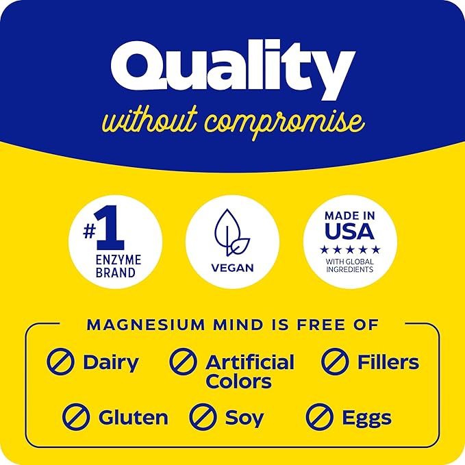 Enzymedica Magnesium Mind with ATA Mg 24% Faster Absorption High-Bioavailability Magnesium for Sleep Stress &amp Cognition 60 Count