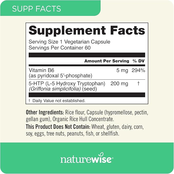 NatureWise (Pack of 2) Ashwagandha for Stress + GABA &amp L-Theanine - 60 Capsules[30-Day Supply] + [1] 5-HTP 200mg + Vitamin B6 - Non-GMO Vegan - 60 Capsules[60-Day Supply]