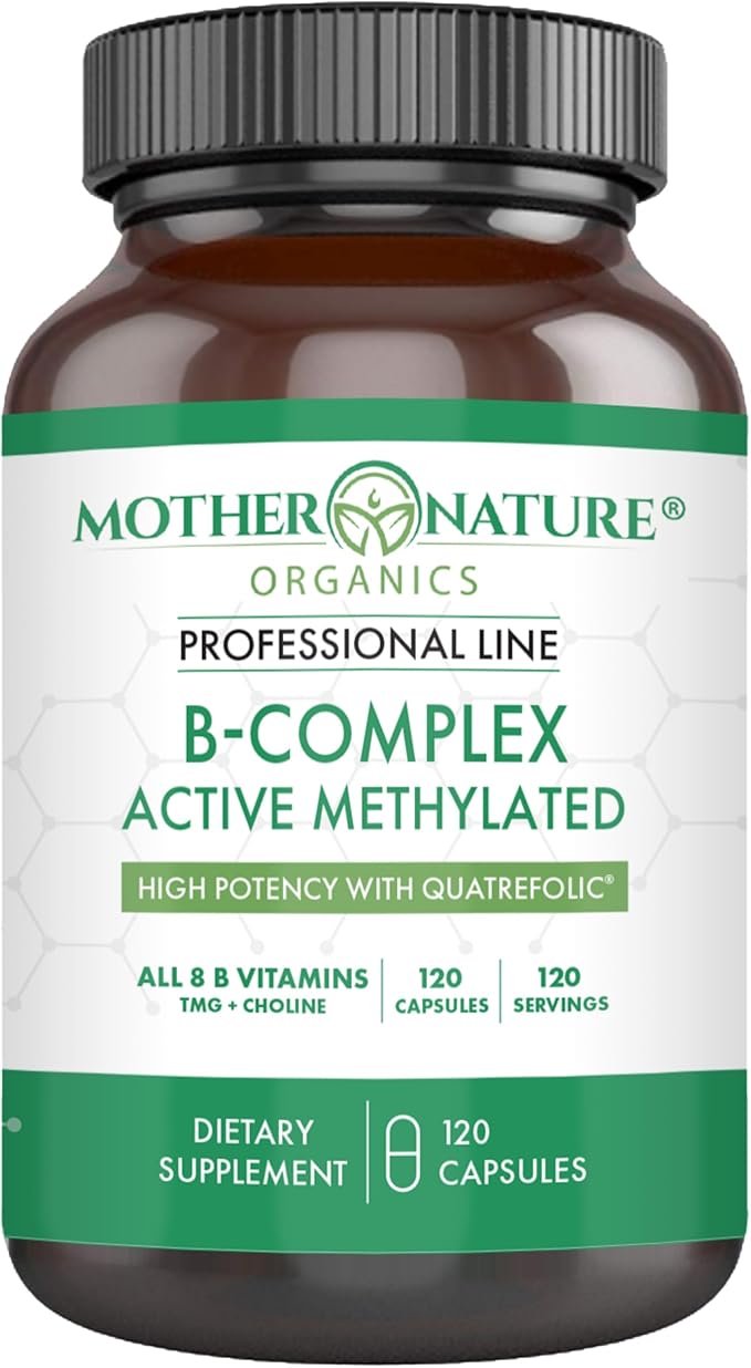 Mother Nature Organics Superfoods for Organic Living B Complex &amp Omega-3 Fish Oil Bundle – Energy Heart &amp Brain Support | Mood Immune &amp Stress Balance | Non-GMO Gluten-Free