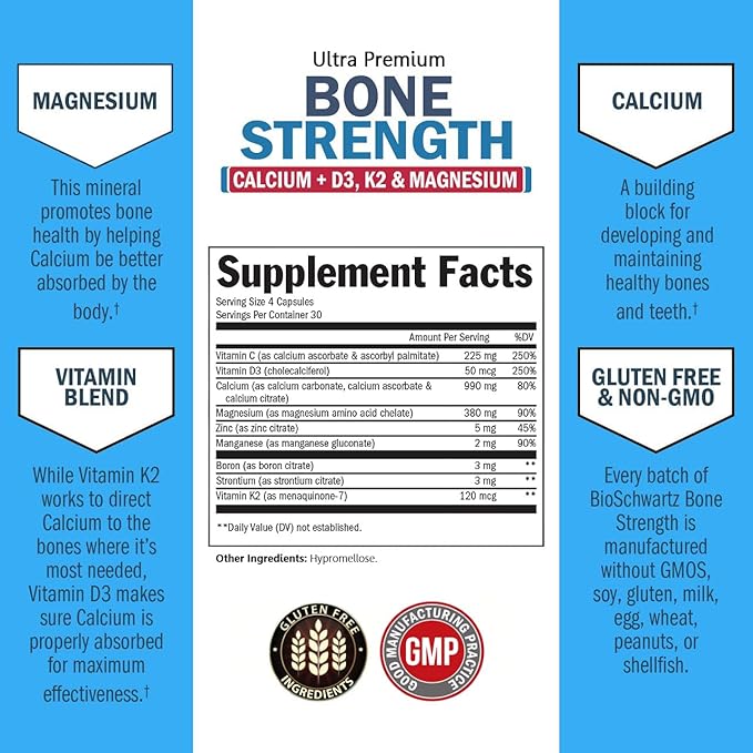 BioSchwartz Herbal Menopause Supplement with Black Cohosh (1 Month Supply) Plus Bone Strength Mineral Supplement with Calcium and Magnesium (1 Month Supply)