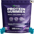 Whey Protein Gummies Zero Carb 4 in1 with Collagen &amp Vitamin B12 for Men and Women 0 Sugar |10g Pure Protein per Serving | Plant Based | Gluten Free Non-GMO Mixed Berry Flavor | 90 Count