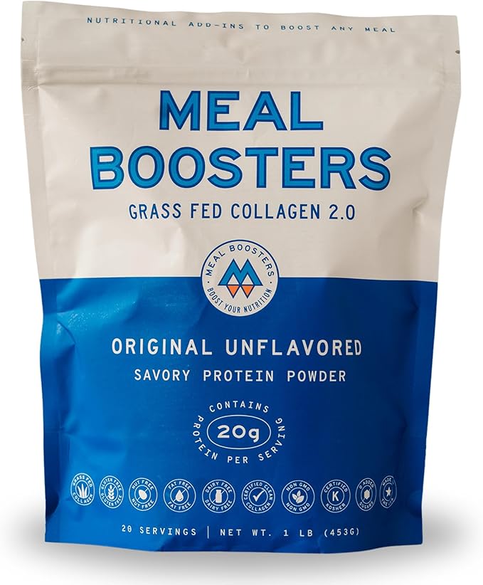 Meal Boosters Savory Protein Powder Supplement | 15–20g Complete Protein Meal Enhancer for Cooking &amp Prep | Collagen Peptides for Gut Joint &amp Support | Keto Friendly Gluten Free (Unflavored)