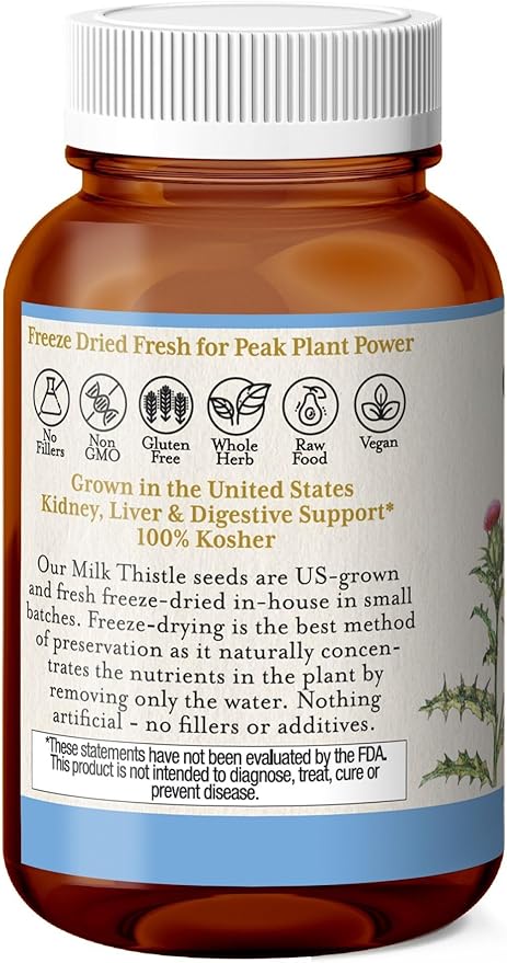 Eclectic Milk Thistle 600 Mg Fduv with Glass Blue 120 Count