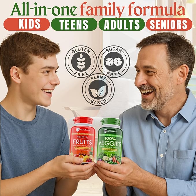 Fruit and Veggies Supplement Capsules | Fruit and Vegetables Capsules Vitamins Maintain Natural BalanceFruits and Vegetables Supplements Supports for Energy LevelsNon-GMO-90 Count(Pack of 6)