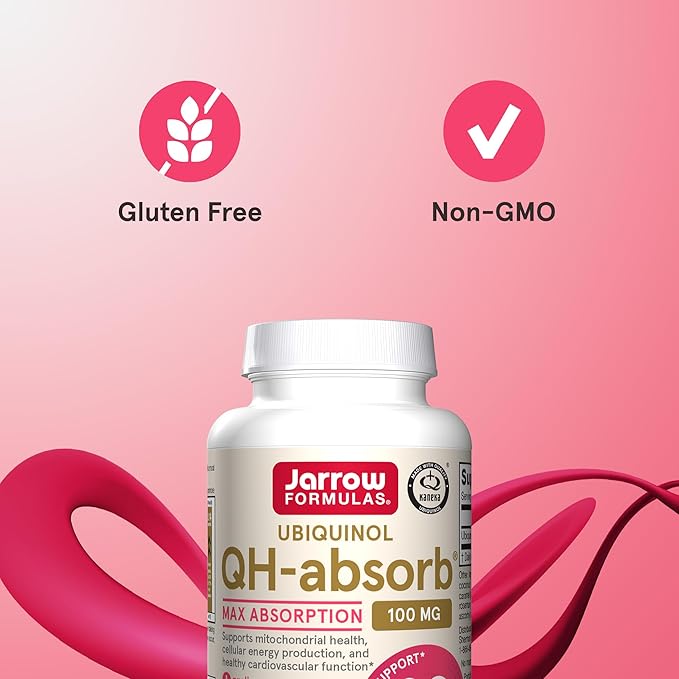 Jarrow Formulas QH-Absorb Ubiquinol 100mg - 60 Softgels - High Absorption &amp Active Antioxidant Form of Co-Q10 - Supports Mitochondrial Energy Production &amp Healthy Cardiovascular Function