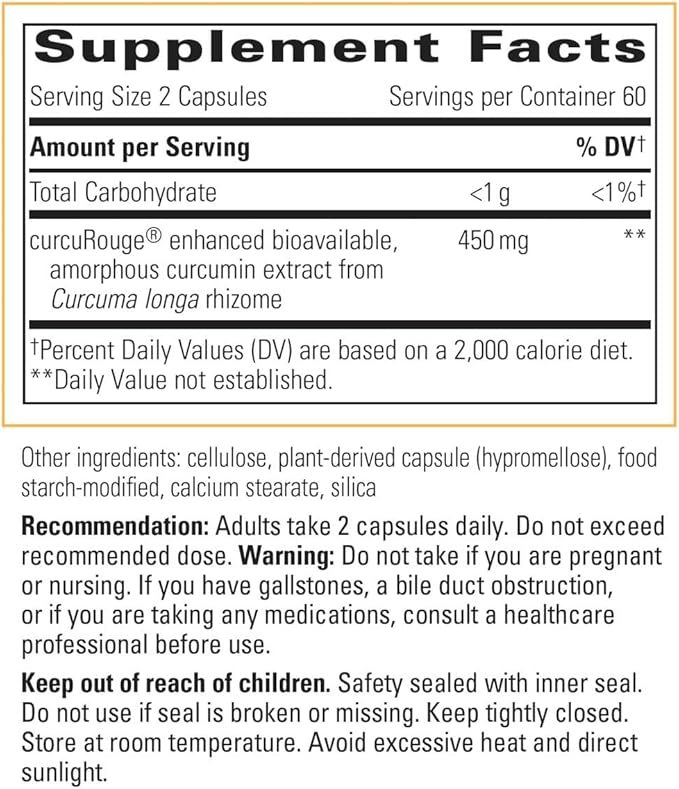 Integrative Therapeutics Curalieve - Curcumin Formula for Antioxidant Support* - High Absorption Curcumin - Vegan Gluten-Free &amp Dairy-Free - 120 Capsules (60 Servings)
