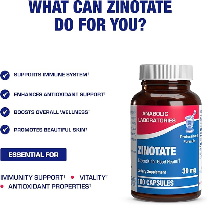 Chelated Zinc Picolinate 30mg - Clinically Formulated High Potency Zinc Supplement for Women &amp Men for Healthy Skin Bone &amp Immune System Support - Vegan Non-GMO &amp Easy to Swallow - 100 Ser