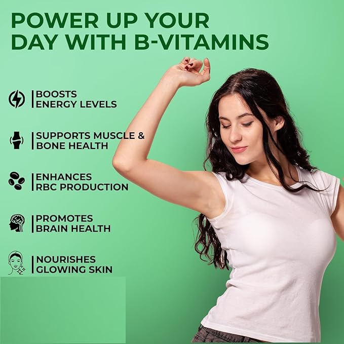 Vitamin B Complex Tablets- 120 Veg Tablets 100% RDA of Vitamin B1 B2 B3 B5 B6 B7 B9 &amp B12 Vitamin B Complex Supplements for Women &amp Men (4 Months Supply Pack)