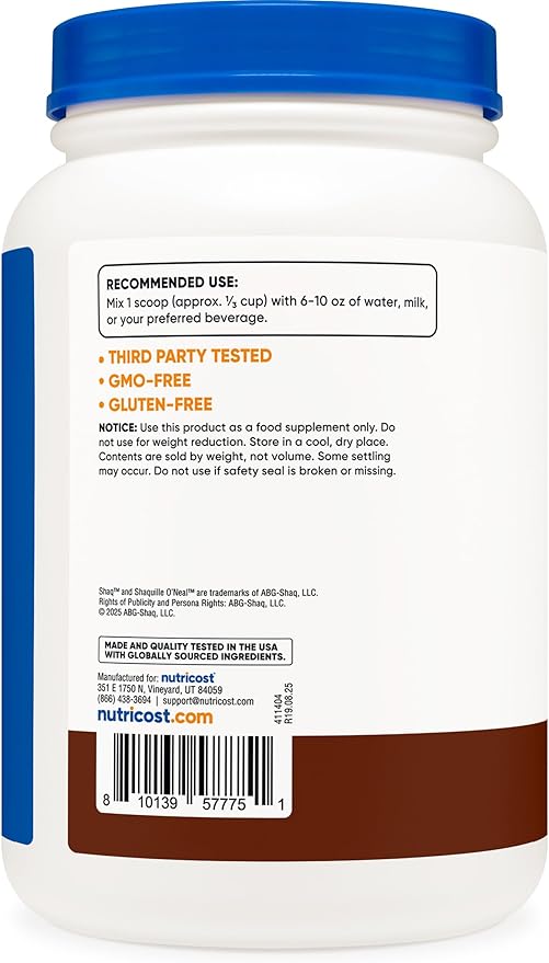 Nutricost Whey Protein Concentrate Powder (Shaq's Double Double Chocolate) 2LBS - 25g Protein GMO-Free Gluten-Free