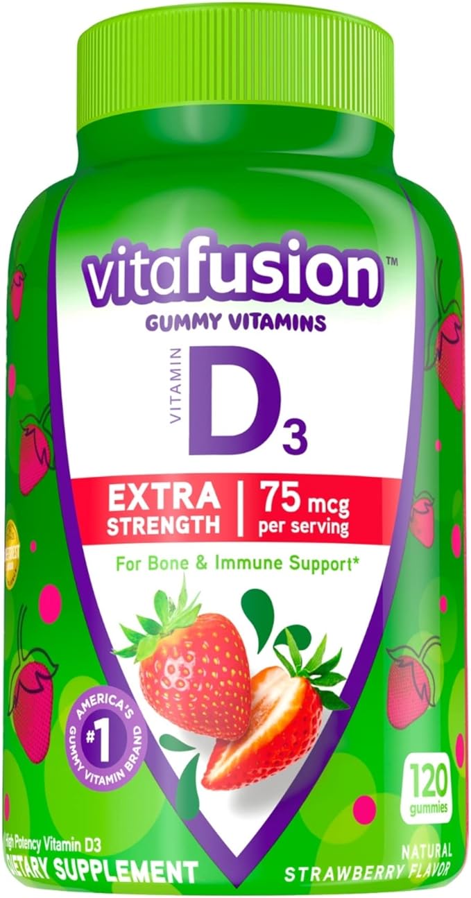 Vitafusion Extra Strength Vitamin D3 Gummy &amp Power C Vitamin C Gummies for Immune Support Orange Flavored 282 mg Vitamin C America’s Number 1 Gummy Vitamin Brand 50 Day Supply 150 Count