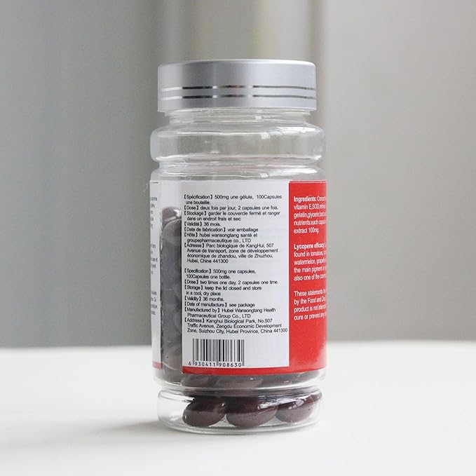 Lycopene Softgel Capsule 500mg Super Vegetable Tomato Supplement Extract Supports Heart Prostate &amp Skin Health 100 Count
