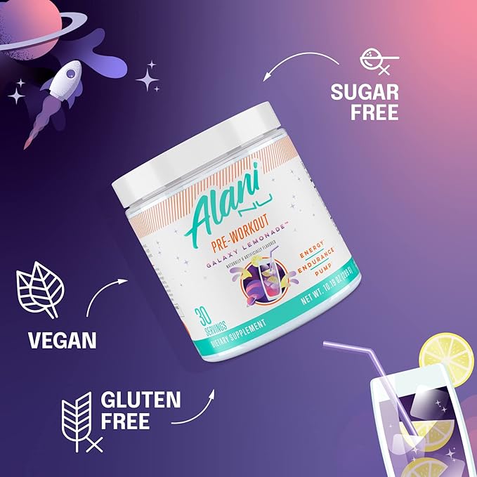 Alani Nu Pre Workout Powder GLAXAY Lemonade Amino Energy Boost Endurance Supplement Sugar Free 200mg Caffeine L-Theanine Beta-Alanine L-Citrulline 30 Servings