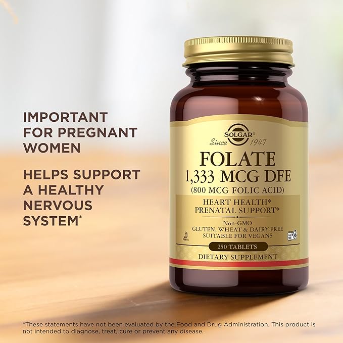 Solgar Folate 1333 mcg DFE (Folic Acid 800 mcg) - 250 Tablets Pack of 2 - Prenatal Support - Non-GMO Vegan Gluten Free Dairy Free Kosher Halal - 500 Total Servings