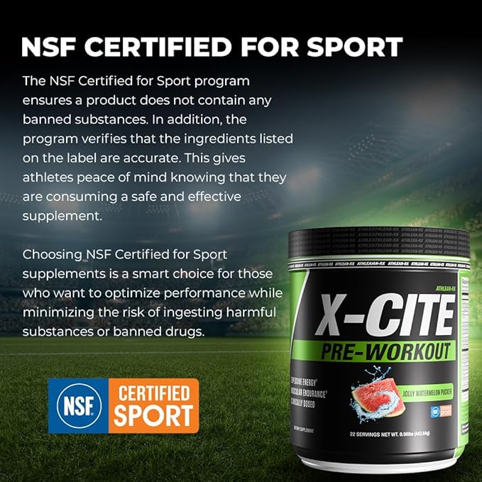 ATHLEAN-X X-CITE Pre-Workout Supplement - Boost Energy Endurance and Focus with Natural Ingredients - Jolly Watermelon Pucker
