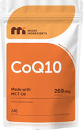 Micro Ingredients CoQ10 200mg Per Serving 240 Softgels | Made with Coconut MCT Oil | Coenzyme Q10 (Ubiquinone) | Non-GMO