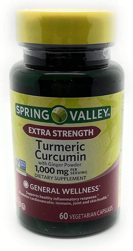 3 Bottles of Spring Valley Turmeric Curcumin W/Ginger Supplement 1000mg 60 Capsules Each Bottle. Plus Bonus 7 Day Pill Case.