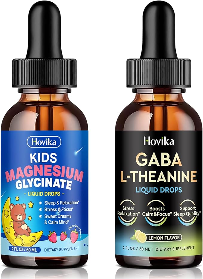 Magnesium Glycinate &amp GABA L-Theanine Liquid Drops for Kids &amp Adults