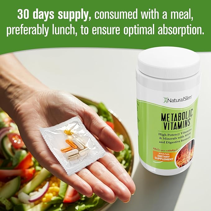 NaturalSlim Metabolic Vitamins Multivitamin for Women &amp Men Supports Energy Metabolism &amp Nutrient Absorption with Digestive Enzymes Womens Multivitamin with B-Complex &amp Niacin 1 Pack
