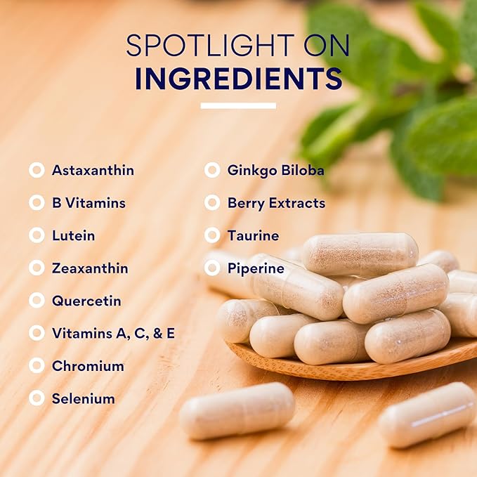 Research Verified Eye Health - Nourish and Protect Eyes and Vision Support Healthy Retina Improve Blood Supply to Eyes - Vitamins A B C and E - 360 Capsules - 6 Month Supply - Made in The USA