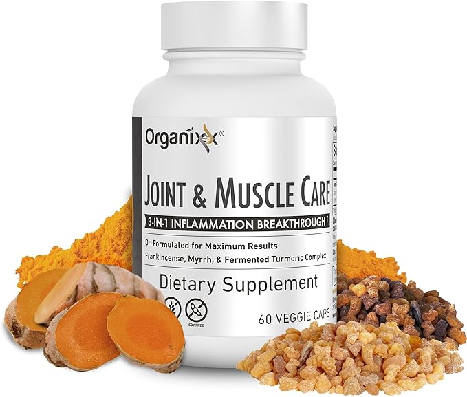 Organixx Joint &amp Muscle Care &amp Turmeric 3D Bundle Organic Turmeric Frankincense &amp Myrrh Plus Fermented Turmeric Ginger &amp Ashwagandha Supports Joint &amp Immune Health Gluten Free