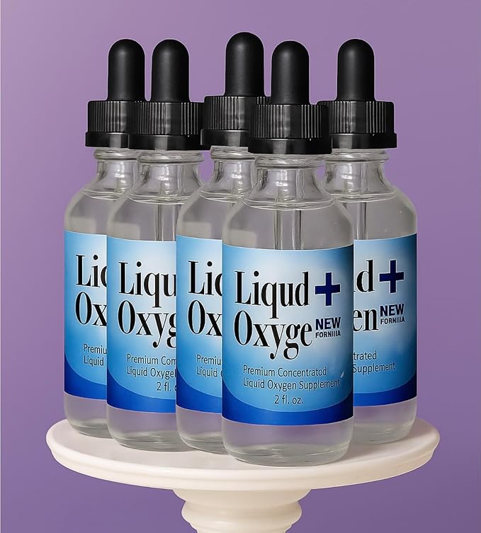 Stabilized Liquid Oxygen Drops – Concentrated Supplement to Oxygenate The Body Boost Energy Support Immunity Hydration and Overall Wellness | Vegan and Sugar-Free 5 Bottles. New Formula
