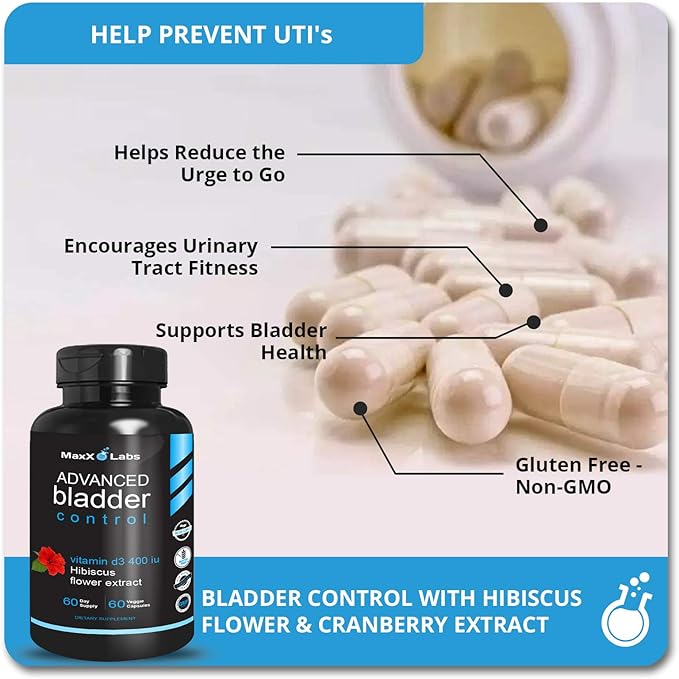 Advanced Bladder Control Supplements 60Ct + Vitamin D3 K2 Liquid Drops w/ K2 MK7-2000 IU Per Drop Liquid Vitamin D K2 Drops 1 Oz