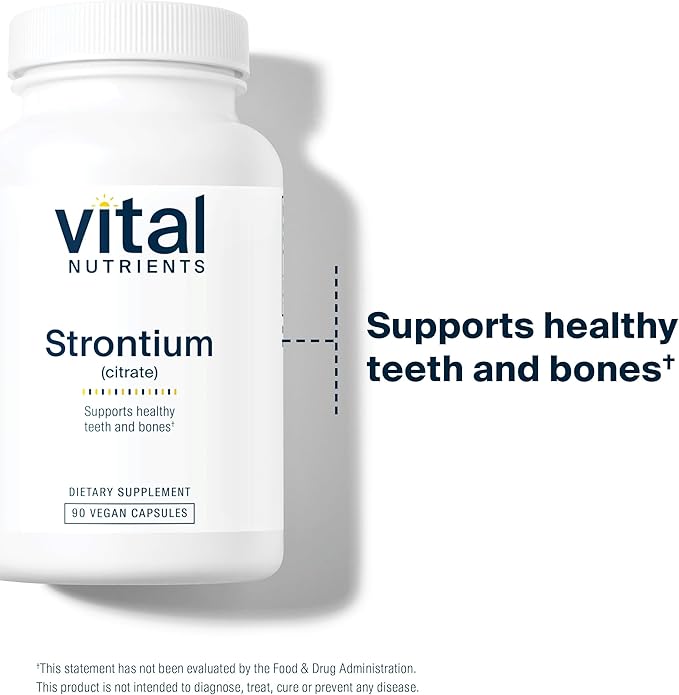 Vital Nutrients Strontium Citrate - Vegan Bone Strength Supplements - 227mg Strontium Citrate for Bone Health and Healthy Teeth - Gluten Dairy Soy Free - Non-GMO - 90 Capsules