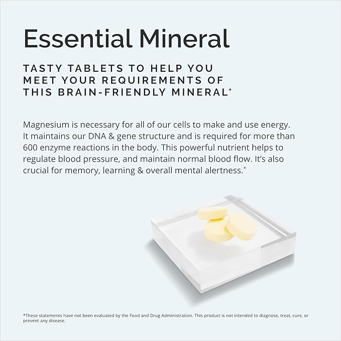 BRAINMD Dr Amen Magnesium Chewables Citrus - 60 Chewable Tablets Pack of 2 - Essential Mineral for Optimal Cell Function - Gluten Free - 120 Total Servings