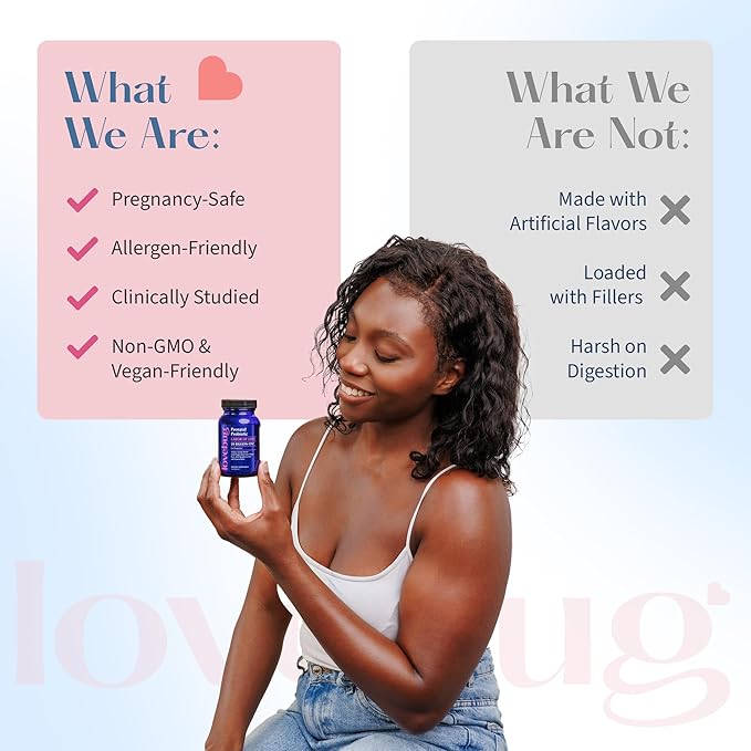 LOVEBUG Prenatal Probiotic Supplement - 7 Probiotics &amp Prenatal Vitamins for Women 20 Billion CFU with Soothing Peppermint Ginger Raspberry Leaf and Lemon Balm. 30 Capsules