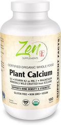 Zen Supplements Organic Whole Food Plant Calcium Supplement from Algae 180 Vegan Capsules