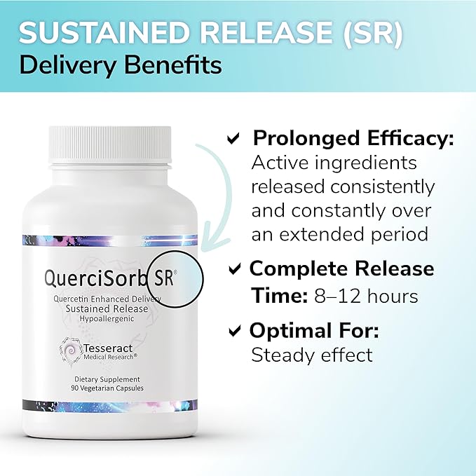 Tesseract Medical Research QuerciSorb SR Immune Support Supplement Sustained Release Quercetin Supports Immune Function and Overall Health Hypoallergenic. 400 mg 90 Capsules
