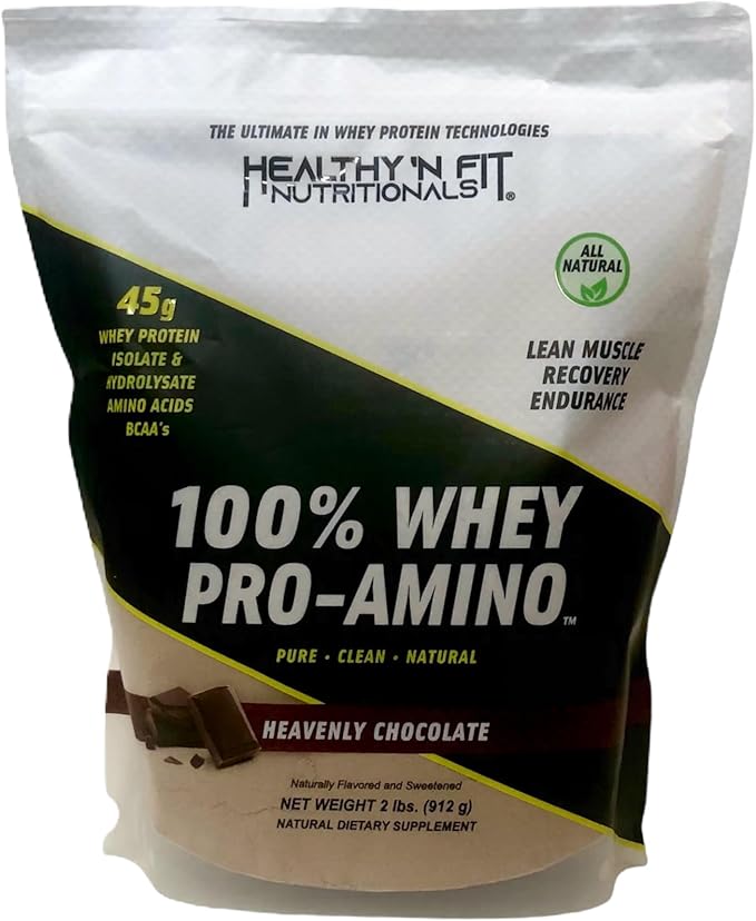 Healthy ‘N Fit 100% WHEY PRO-AMINO v2.0-Chocolate (2lb): 100% Whey Protein PLUS Peptides From America’s #1 Brand in Supplements Technology and Purity.