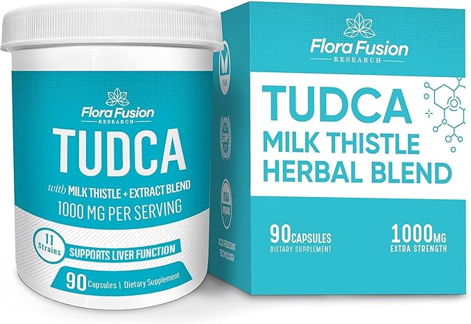 Flora Fusion Dr. Miller's TUDCA with Milk Thistle Extract 1000mg per Serving Liver and Gallbladder Cleanse Supplement Supports Liver Function 90 Capsules (45-Day Supply)