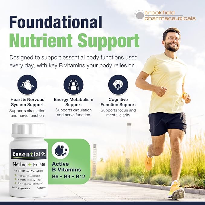 Pure L-Methylfolate Tablets with 5-MTHF 90 Tablets Methyl Folate B12 and Vitamin B6 for Heart Health Maternal Health Healthy Mood &amp Energy with 1360 mcg L Methylfolate Supplement for Men and W