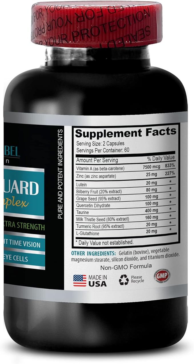 Eye Supplements Lutein - Eye Vision Guard 24 MG - Advanced Eye Complex - Lutein for Eyes Vision Support Complex Vitamin A Grape Seed Extract Vision Pills for Eyes Over 50 2 Bottles 120 Capsules