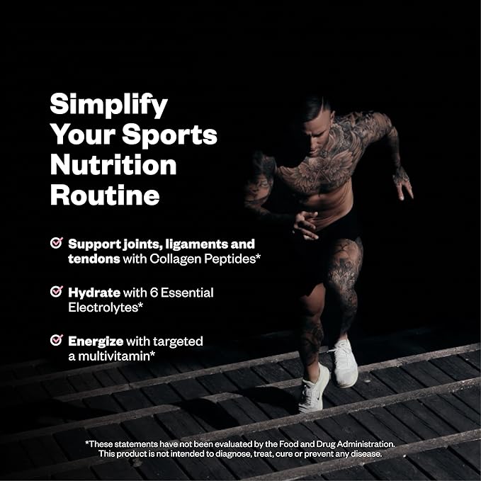 Foundation Collagen Peptides + Electrolytes Powder 10g Hydrolyzed Collagen Multivitamins | Joint &amp Hydration Support for Endurance Athletes | Sugar-Free 30 Servings Wild Cherry