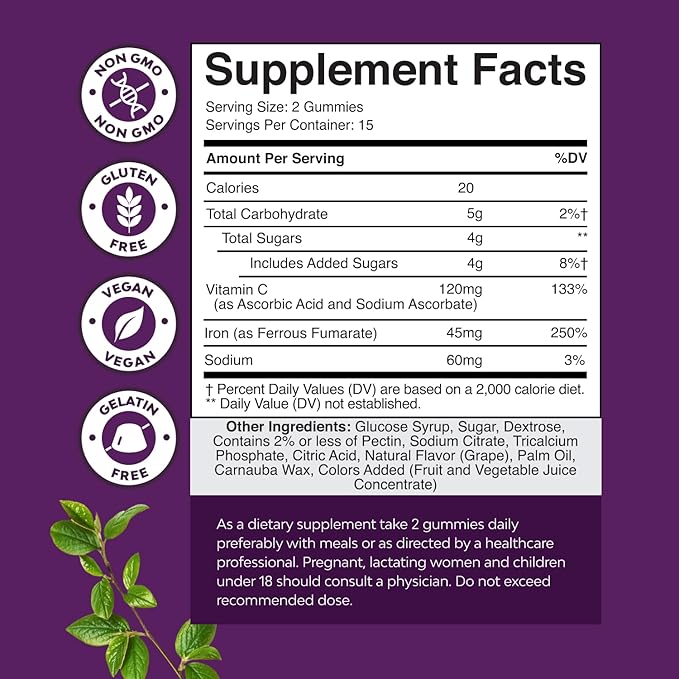 Bundle of Extra Strength Iron Supplement Gummies with Vitamin C &amp B Complex - Increase Red Blood Cells Supplement and Extra Strength Calm Magnesium Gummies with Elemental Mag - Body &amp Mind Rel
