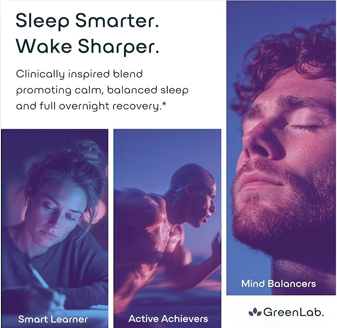 Green Lab® Neuro Sleep+ 10x Neuro-Body Sleep Aid Formula with GABA L-Theanine Ashwagandha Melatonin and Magnesium | Sleep Supplement for Relaxation and Night Recovery - 120 Capsules