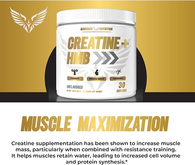 Creatine HMB - Creatine Powder for Men - Creatine Powder - Creatine Supplement - Creatine for Men - HMB Creatine - Creatine - Creatine Monohydrate - 30 Servings - Unflavored (Creatine + HMB)