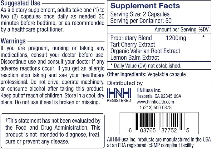 Dr.K&ampC SleepZen7 Sleep Supplement – All Natural Botanical Plant Sourced 1200 mg 100 Veggie Capsules Sleeping Support Organic Tart Cherry Valerian Root Extract No Filler Non GMO