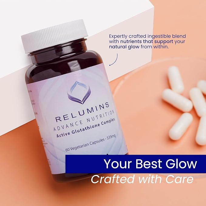 Relumins Advance White Active Glutathione Complex - Max Dose 900mg Glutathione with 6X Boosters ALA &amp NAC - Spring Glow Essentials Anti-Aging &amp Skin Brightening Supplement - 60 Caps x 30 Bott