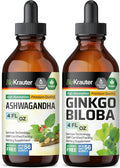 BIO KRAUTER Ashwagandha Tincture 4 Fl. Oz. &amp Ginkgo Biloba Tincture 4 Fl. Oz.