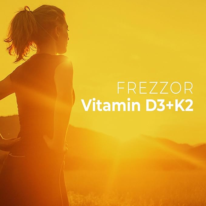 FREZZOR Vitamin D3 and K2 Caps High Potency D3 2000IU and K2 (MK7) 80mcg Unique VIT D3 from 100% New Zealand Sheep's Wool Lanolin. Cardiovascular Support &amp Bone Health 60 Softgels 1 Month Suppl
