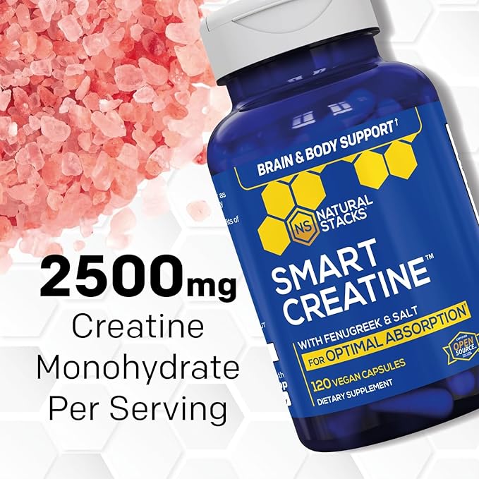NATURAL STACKS Dopamine Brain Food + Creatine Monohydrate Bundle - Supports Mental Drive &amp Brain Health* - Advanced Absorption Formula - 180 Total Capsules