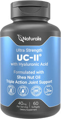 Naturalis UC-II 40 mg with Hyaluronic Acid and Shea Nut Oil | Enhanced Undenatured Type II Collagen for Better Joint Health Mobility &amp Flexibility | Gluten-Free &amp Non-GMO | 60 Softgels