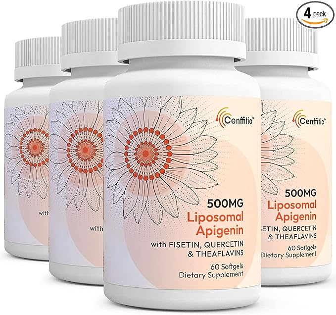 Liposomal apigenin 500mg Softgels - Optimal Apigenin Supplement with Fisetin Quercetin and Theaflavins - 8 Month Supply
