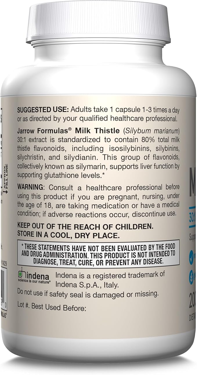Jarrow Formulas Milk Thistle 150 mg With 30:1 Standardized Silymarin Extract Dietary Supplement for Liver Function Support 200 Veggie Capsules 66-200 Day Supply 12 Packs
