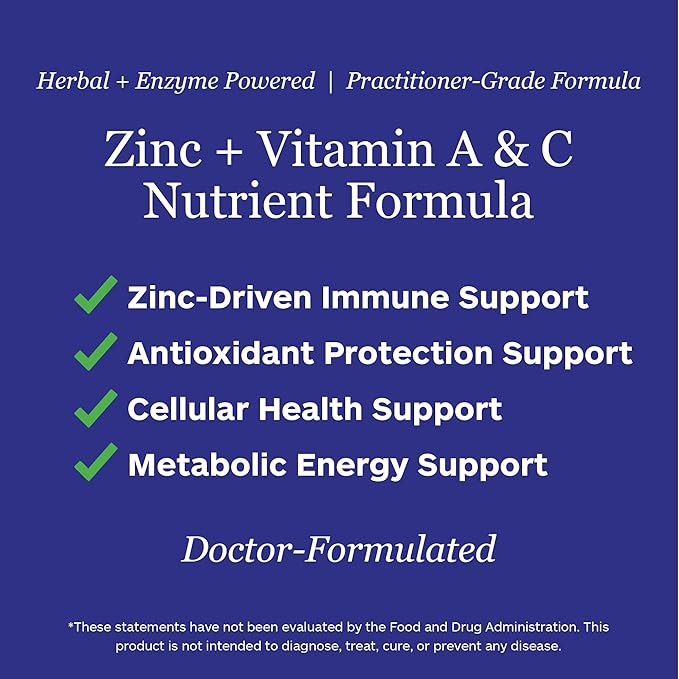 Zinc Immune Support Supplement with Vitamin C Beta Carotene and Citrus Bioflavanoids Antioxidant Immune Support - 90 Vegetarian Capsules