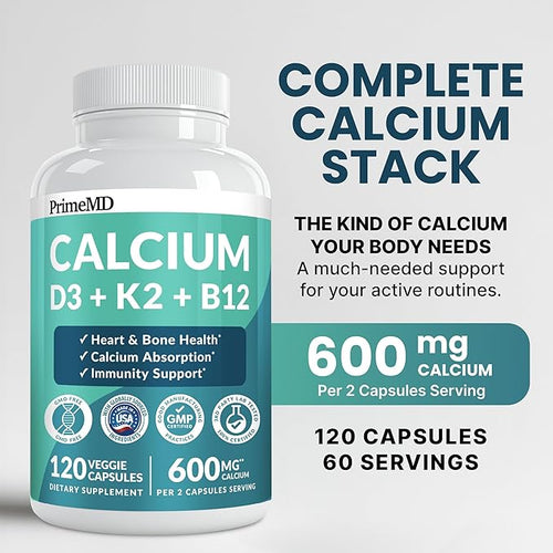 4-in-1 Calcium Supplements for Women and Men - Calcium with Vitamin D3 K2 5000 IU Supplement 601mg per Serving for Heart Bones &amp Body Defenses - Gluten-Free Vegan-Friendly (480 ct)
